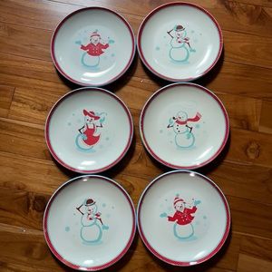Snowman plate set melamine snowman plates -set of 6